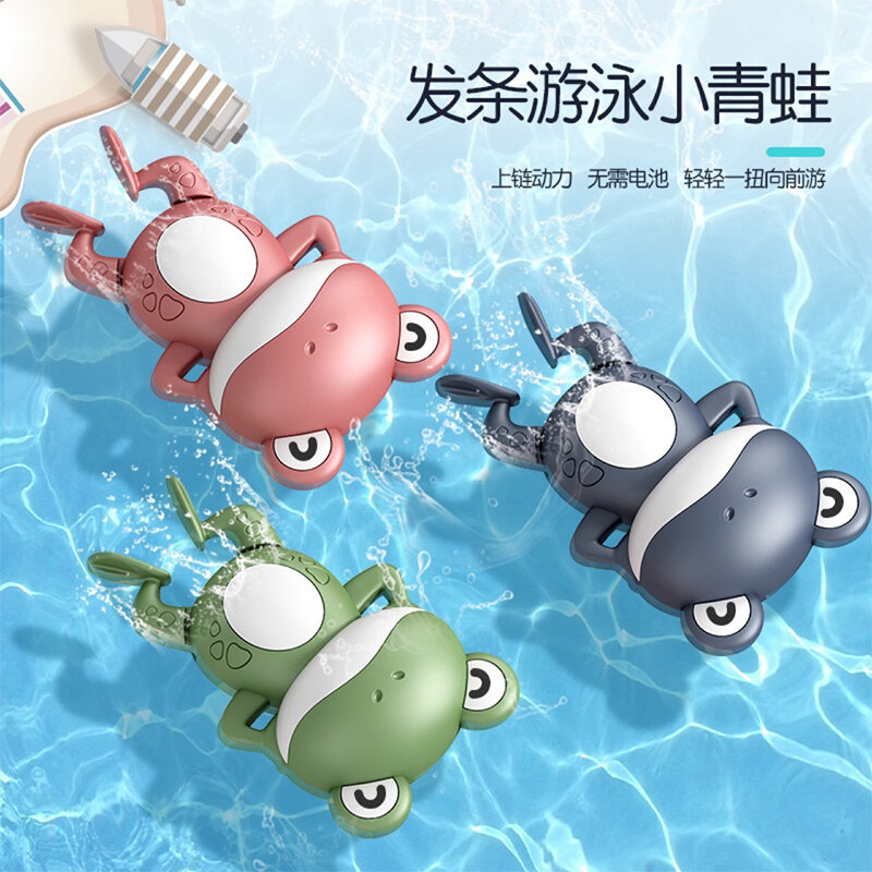 Mainan mandi bayi untuk anak-anak bermain di kolam renang air permainan air jam tangan putar hewan kepiting katak untuk mainan anak-anak