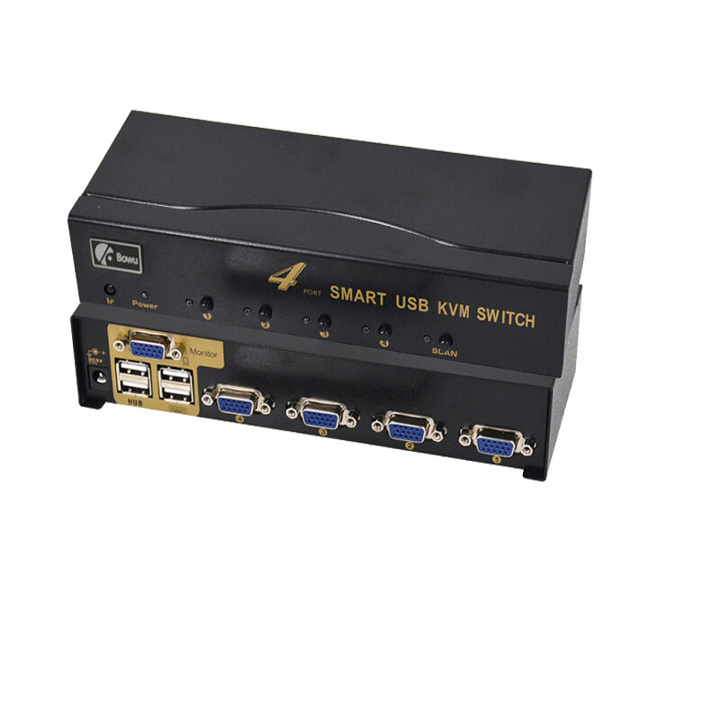 USB KVM Switch, 4 в 1, подходит для четырех хост-мониторов, жестких дисков, чтобы поделиться набором клавиатуры, мыши и монитора, переключатель VGA