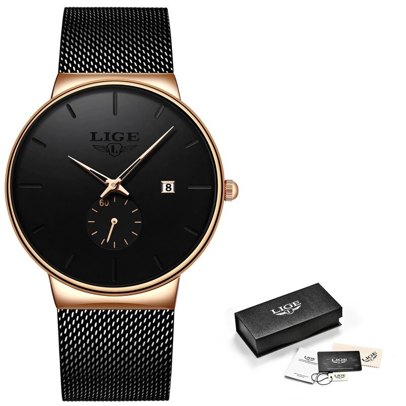 LIGE-reloj de cuarzo minimalista para mujer, ultradelgado cronógrafo de pulsera, resistente al agua, de negocios, marca superior de lujo, 2023
