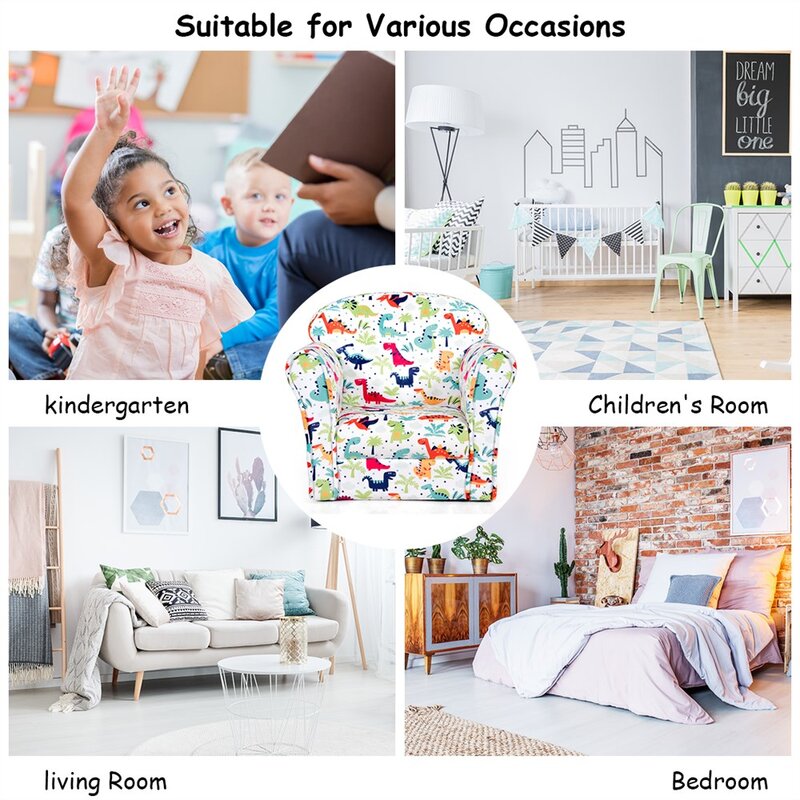 Sofá individual tapizado para niños pequeños, sillón con reposabrazos, muebles para sala de juegos