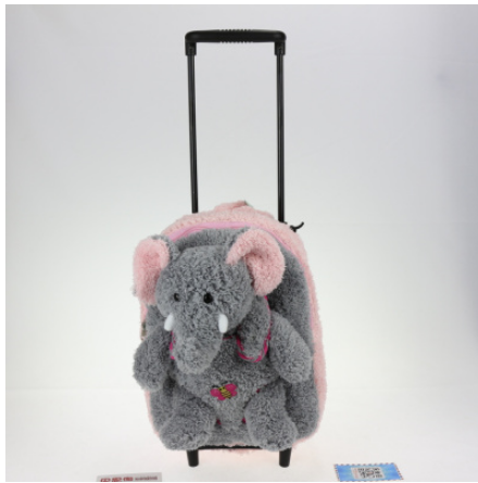 1-6 세 어린이 트롤리 가방 분리형 트롤리 학교 가방 코끼리 인형 유치원 배낭 롤링 수하물 가방