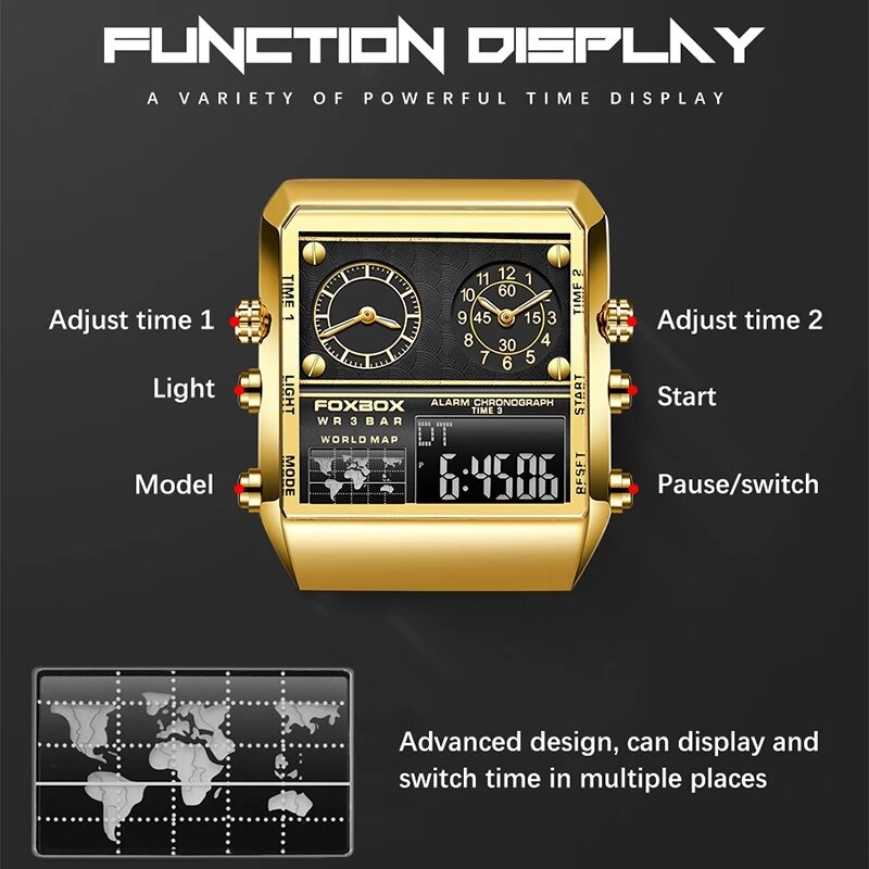 LIGE-남성용 패션 시계, 럭셔리 브랜드 스포츠 쿼츠 손목 시계, 방수 밀리터리 디지털 시계, 남성용 시계