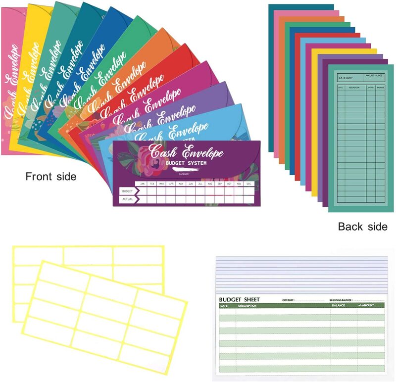 Enveloppes de caisse, système de Budget étanche avec 12 enveloppes colorées, suivi des dépenses, feuilles de Budget pour économiser de l'argent