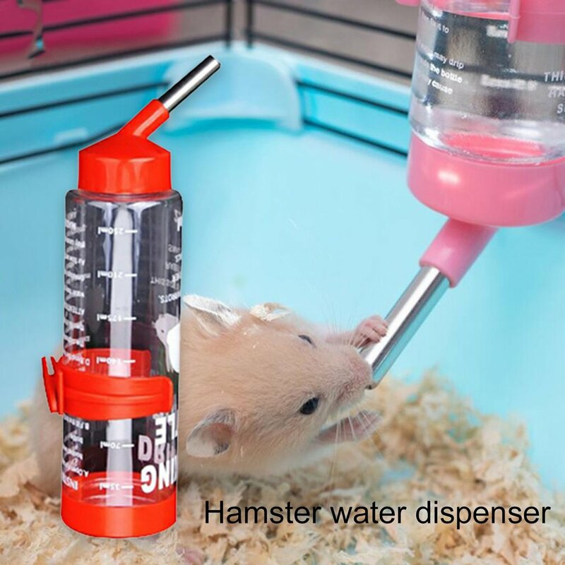 250ML Hamster Drinker Metal Straw Water Bottle Guinea Pigs Rabbits Chinchillas Hanging Water Dispenser Small Pets Water Feeder