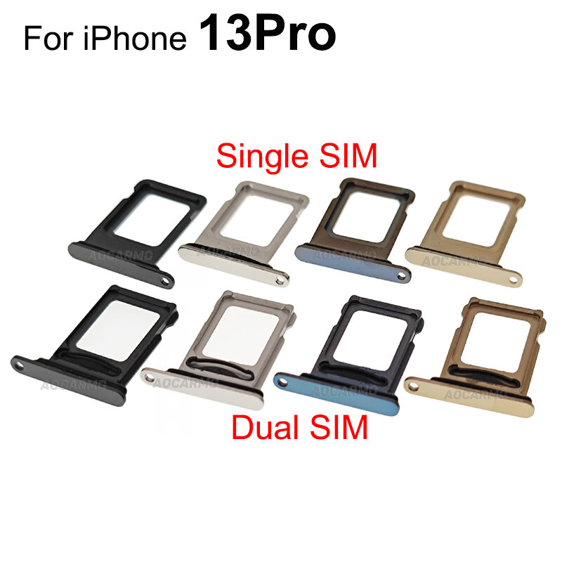 Aocarmo Single & Dual Sim Card For iPhone 13 PRO 13Pro SIM Tray Slot Holder Repair Replacement Parts