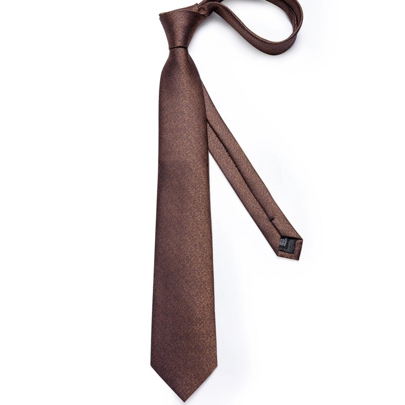 Solid Brown Blue Purple Men's Ties 8cm Width Silk Necktie For Men Business Wedding Tie Gravatas Accessories Dropshipping DiBanGu