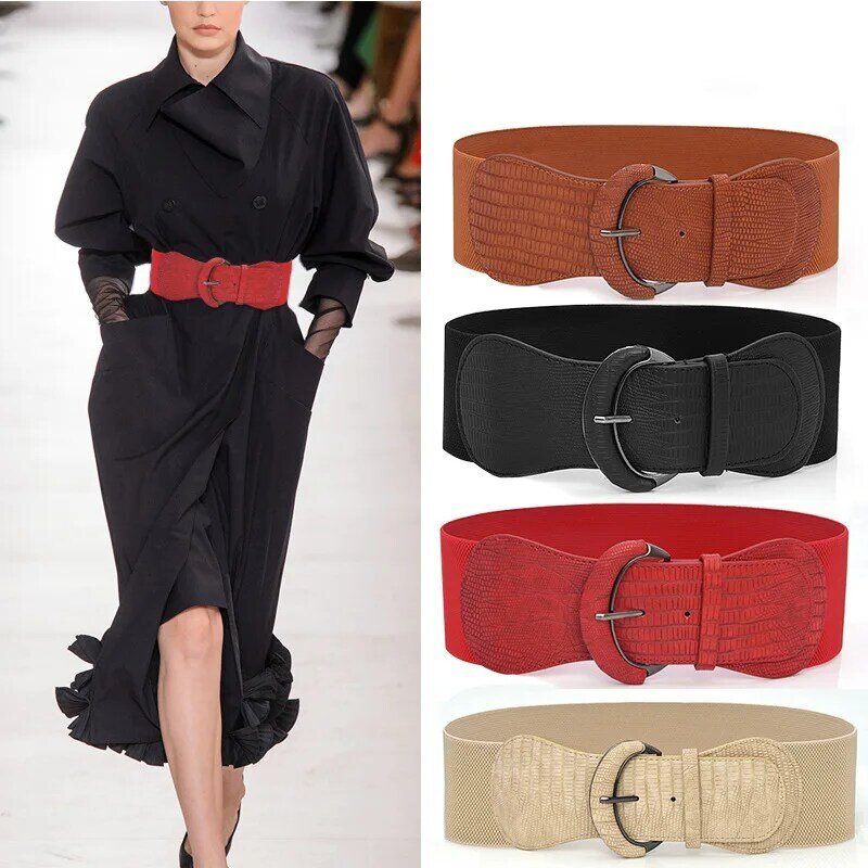 Cinturón ancho para mujer, abrigo decorativo versátil con sello de cintura elástica, estampado de leopardo, precio preferencial, otoño e invierno, 2021