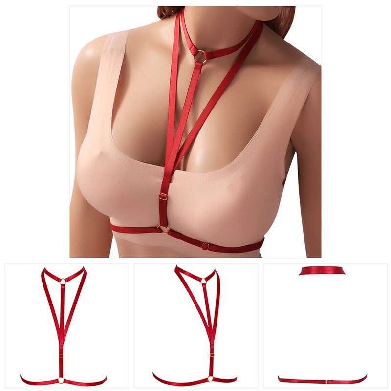 Sexy Bondage Harness For Women Erotic Tops Crop Bodysuit Harajuku Gothic Body Cage Bra Rave Festival Bralette Exotic Accessories