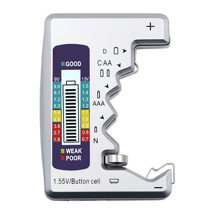 Outil de diagnostic numérique de la capacité de la batterie, écran LCD Polaroid, détecteur de vérification de la capacité de la batterie, bouton C D N AA AAA 9V 1.55V
