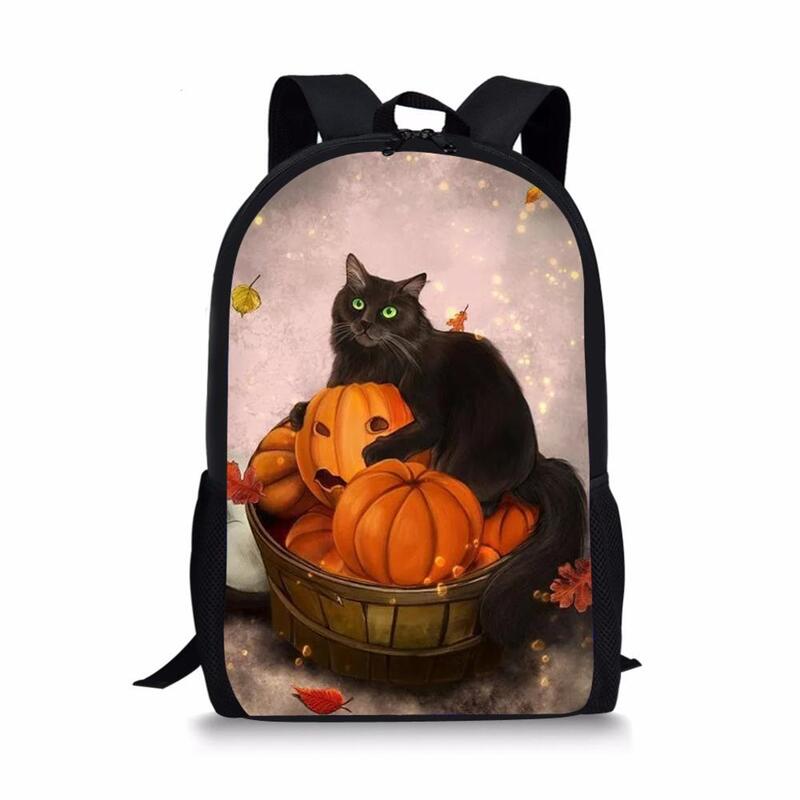 HaoYun-mochilas escolares con estampado de gatos negros para niños, mochilas escolares de fantasía con diseño de animales, para estudiantes de primaria