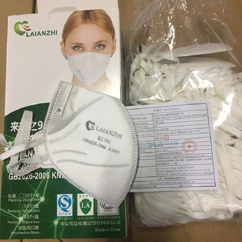 LAIANZHI-mascarilla KN95 con 4 capas de filtración, máscara antigotas, respirador transpirable de seguridad a prueba de polvo, diadema de lazo