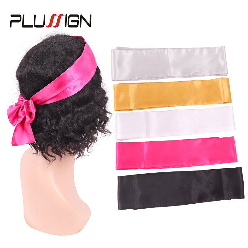 Шелковая повязка на голову Plussign с атласными краями, черная, золотая, белая, сатиновая лента на голову, для фронтальных париков на сетке, мягкая лента для волос