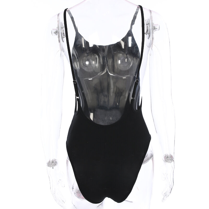 Darlingaga綿背中スパゲッティストラップセクシーなボディスーツ女性ワンピースボディシャツ黒ファッションスキニーボディスーツ夏のスーツ