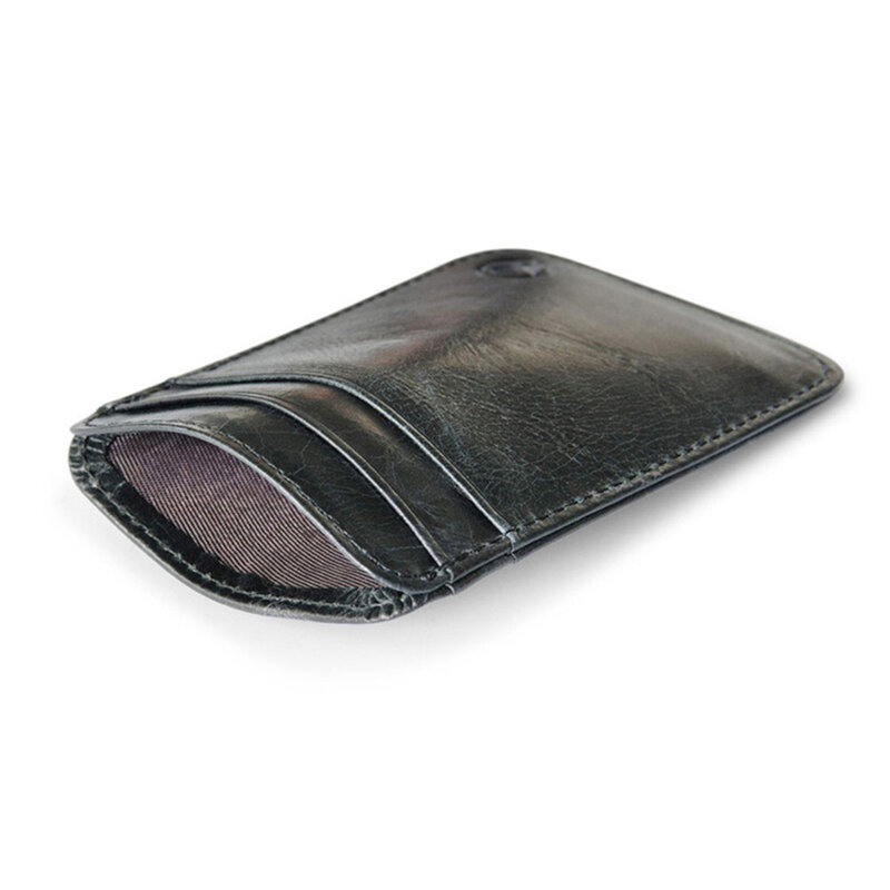 Portatarjetas de negocios ultrafino para hombre, bolso de mano pequeño portátil de cuero PU Vintage, fundas de almacenamiento para tarjetas de identificación de crédito