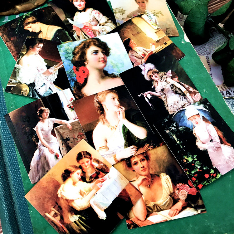 12 unidades/pacote vintage pintura a óleo das senhoras europeias adesivo diy artesanato scrapbooking álbum lixo diário planejador adesivos decorativos