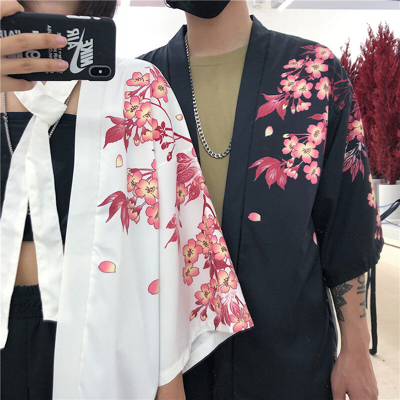 Casal Harajuku Cardigan Quimono Japonês Verão Digital Impresso Solto Shirt Tops Casuais Mulheres Casaco Kimonos куртки