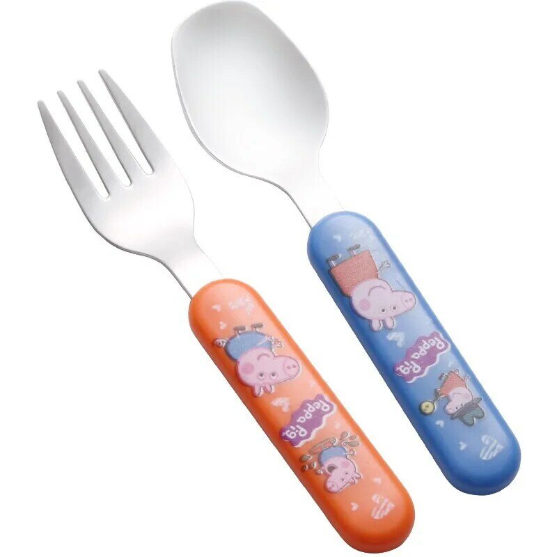 Brand New Authentic Peppa Pig Daily Dining Spoon Fork Children Tableware Cute Cartoon Model Grip Spoon Set Kids Christmas gifts