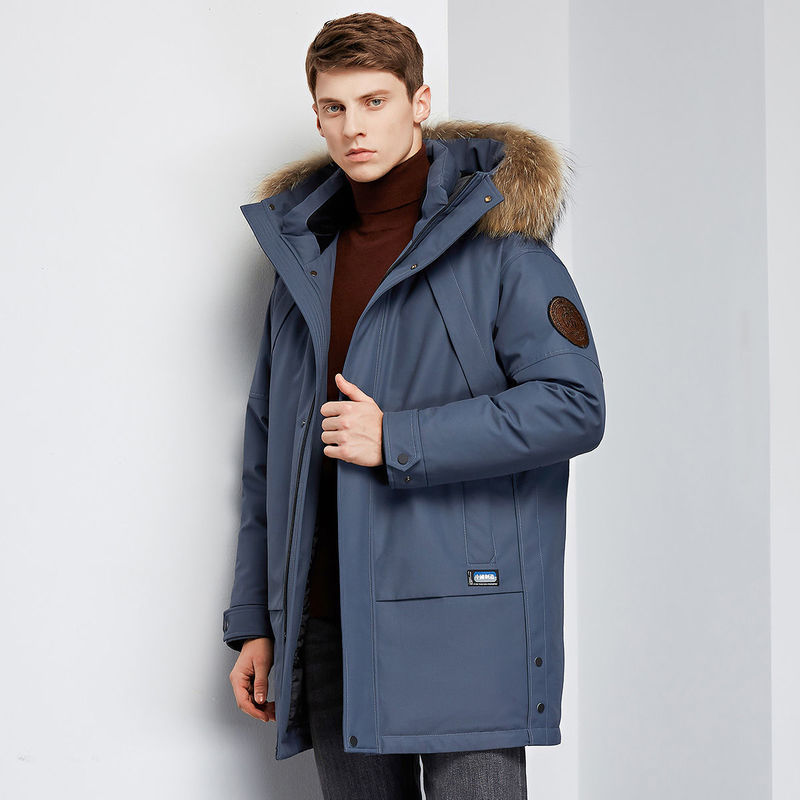 2022 Winter new men's long thick down jacket 90% white duck down business casual down jacket outdoor Windproof warm down jacket