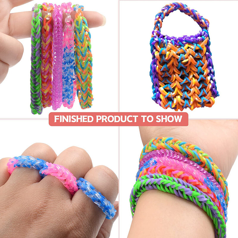 Colorido Loom Bandas Set, Candy Color Bracelet Making Kit, DIY Rubber Band, Woven Bracelet Kit, Girls Craft Brinquedos, Presentes, 600-1500Pcs