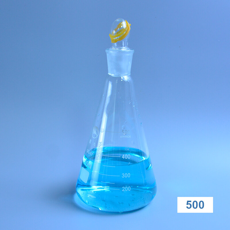 Matraz cónico de vidrio con tapa, frasco Erlenmeyer de 50-2000ml para laboratorio, frasco triangular, vidrio Boro 3,3