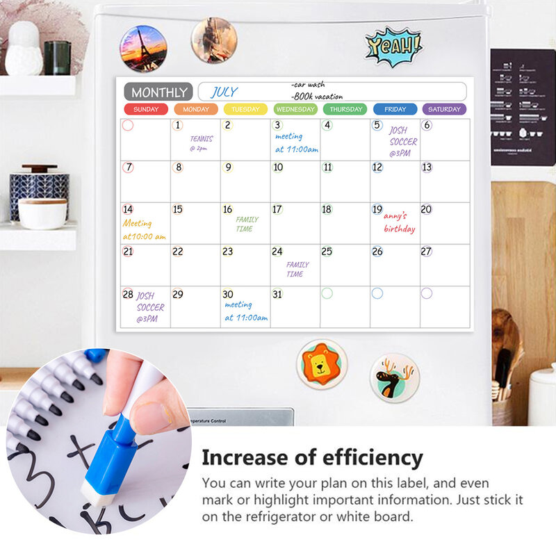 Magnetico mensile Planner a secco cancellare calendario Board Pad frigorifero magnete con 6 marcatori 1 gomma per Home School Office 40x30cm