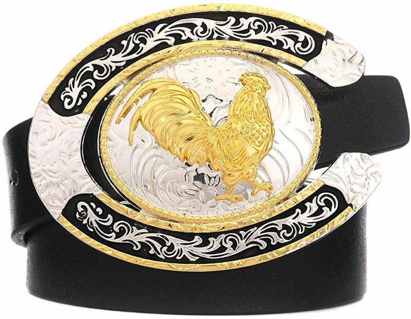 U shape gold Rooster buckle for man western cowboy buckle without belt custom alloy width 4cm