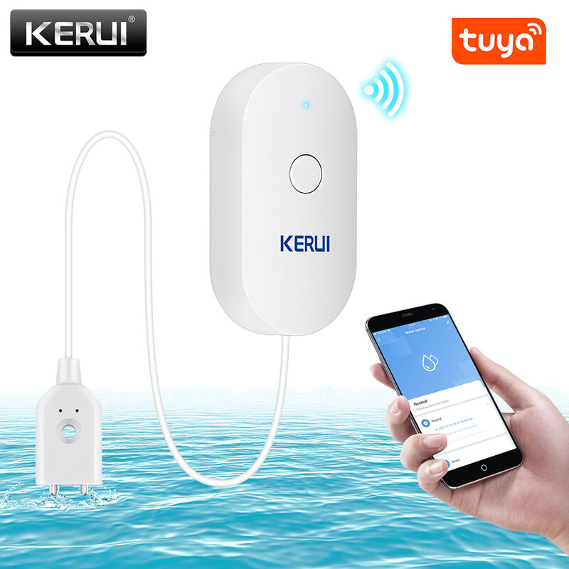 KERUI-Smart WiFi Water Leak Detector, Vazamentos Notificação Telefone, Alarme de Segurança, Vazamentos Detector, Tuya App, Casa, Cozinha