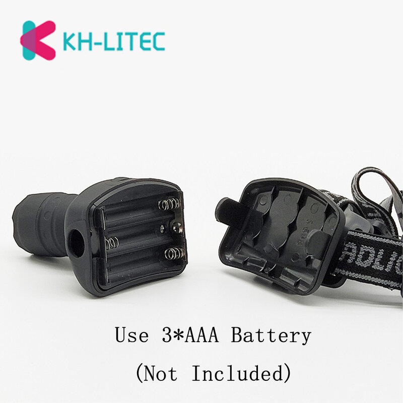 Khlitec-mini lanterna de cabeça de led com 3 modos, farol frontal, lâmpada para camping, caça e pesca noturna com 3x aaa