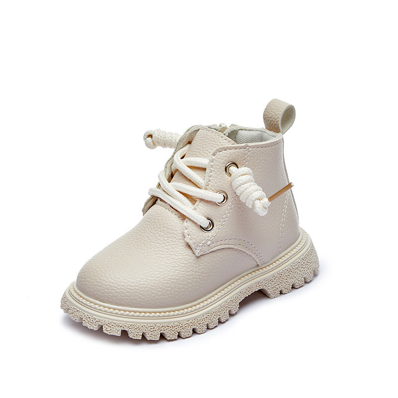 Детские короткие ботинки на весну и осень, модные однотонные британские ботинки для мальчиков, модные теплые короткие ботинки для девочек, качественная кожаная обувь для малышей
