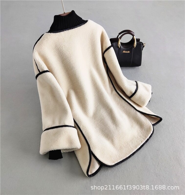 Shearing Boollili-abrigo de piel auténtica para mujer, chaqueta de lana, Tops de piel de moda coreana, otoño e invierno, 2023, 100%