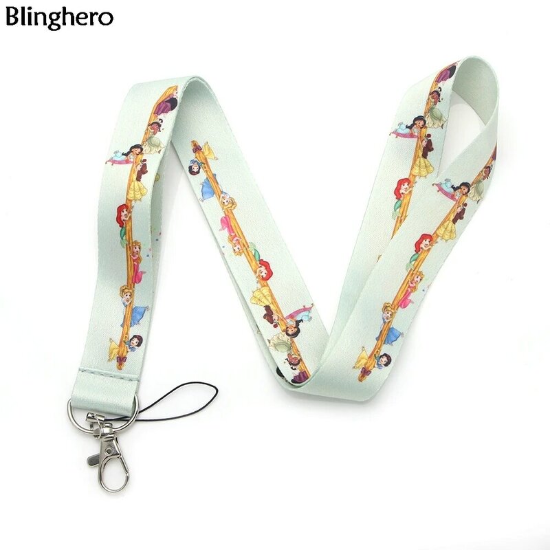 Blinghero Cartoon Princess Print Lanyard for keys Keychain Whistle Cool ID Badge Holder Neck Straps for Phone Hang Rope BH0604