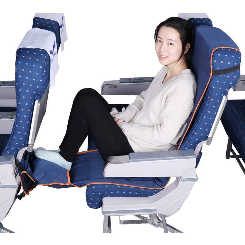 Hamaca con reposapiés ajustable, funda de asiento de almohada inflable para aviones, trenes, autobuses