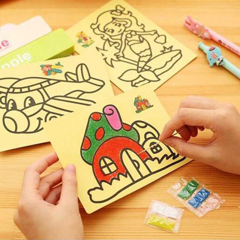 Cartes à gratter magiques pour enfants, jouets de dessin créatifs, apprentissage précoce, art de la peinture au sable, dalle, 20 pièces, 10 pièces
