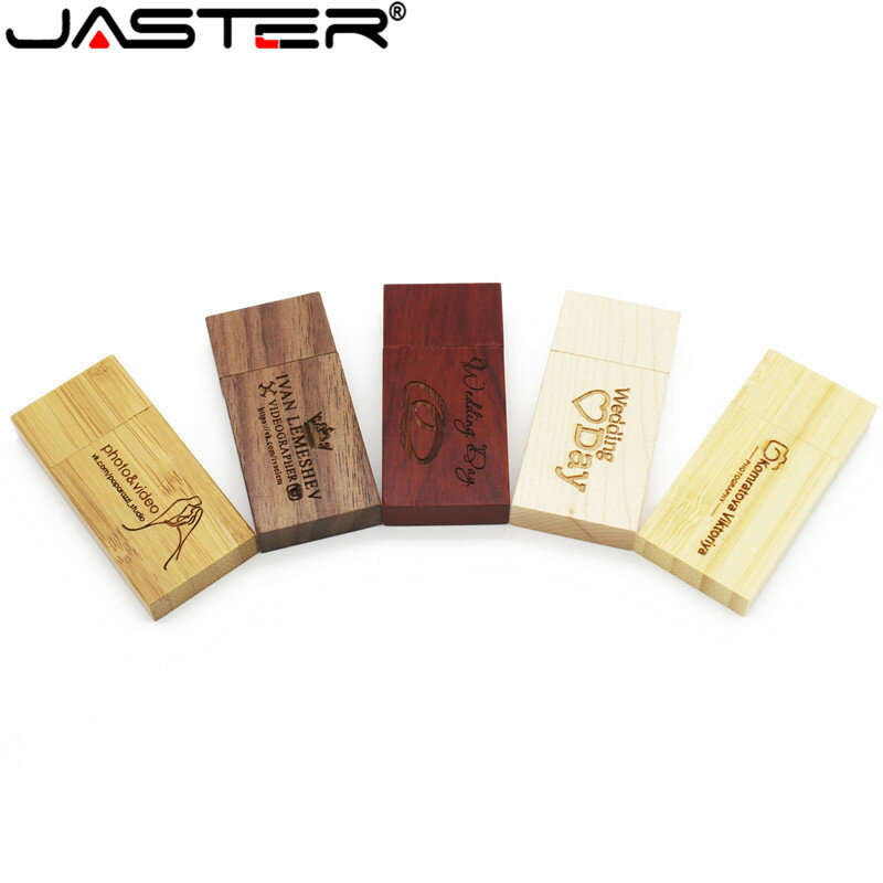 JASTER-Unidad flash USB 2,0 de madera, pendrive de caoba de 4GB / 8GB / 16GB / 32GB /64GB, con logotipo personalizado gratuito