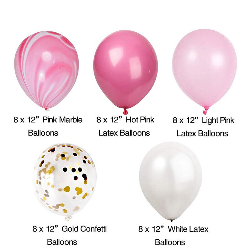 Balões de mármore e látex, 40 peças, decoração de festa de aniversário, casamento, chá de bebê, balão de confete de ouro rosa, 12 espaços