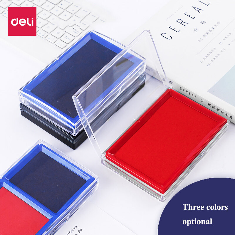 Deli-almohadilla de tinta de sello cuadrada 9864 9865, 85x135mm, almohadilla de tinta para sello, colores rojo, negro, azul, papelería de Finanzas
