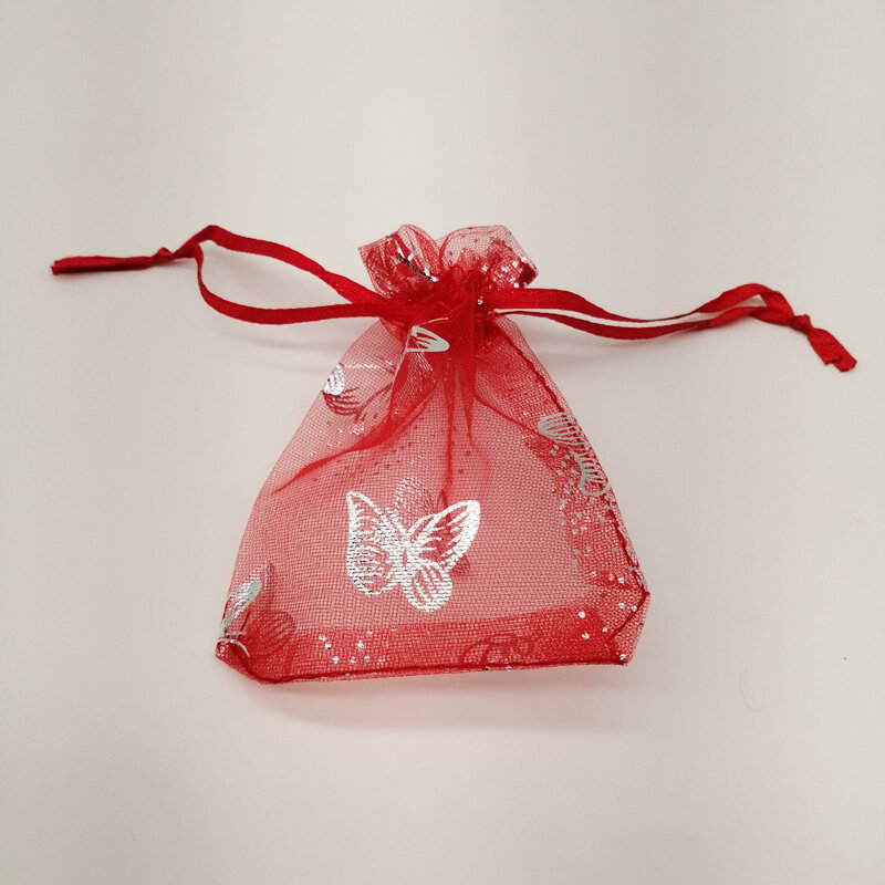 50 sztuk 7x9 9x12 11x16 13x18 motyl torby z organzy motyl ze sznurkami prezent torba na opakowanie na biżuterie torby do przechowywania wyświetlacz etui