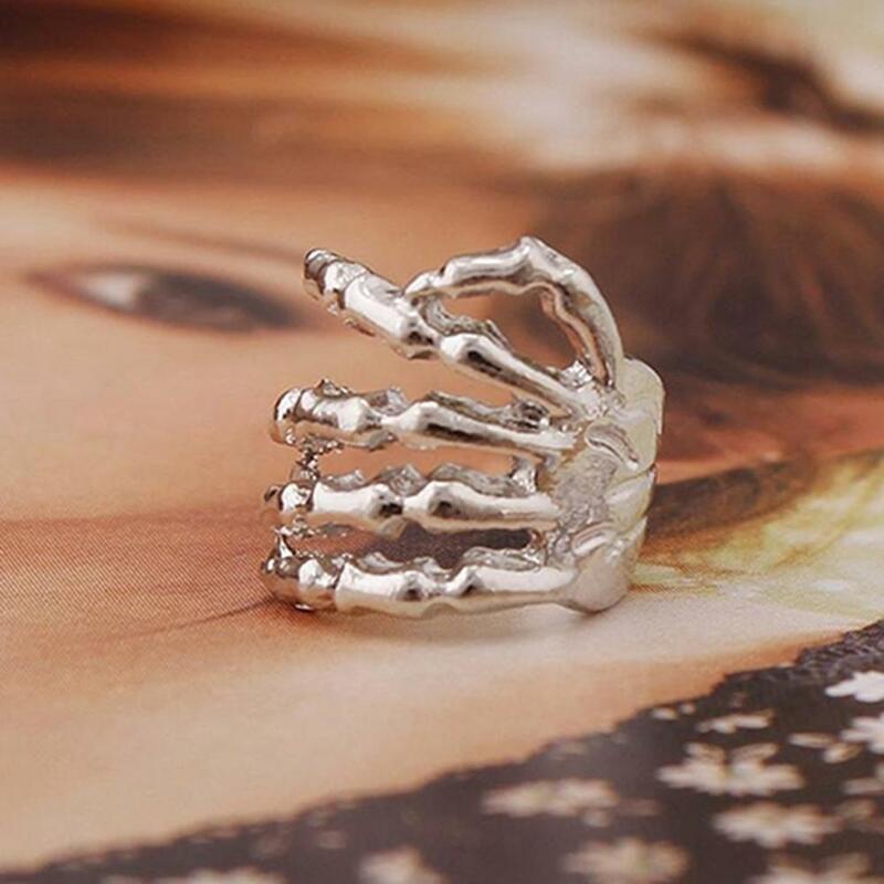 1 قطعة النساء الرجال القرط للجنسين فاسق بسيطة تصميم الفضة اللون الهيكل العظمي إصبع اليد الأذن كليب الأذن الكفة