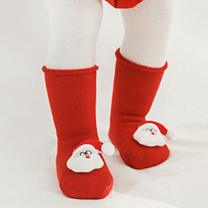 1 Pair Useful Toddler Socks Anti-slip 5 Styles Newborn Socks Cozy Ankle Grip Christmas Pattern Infant Baby Socks