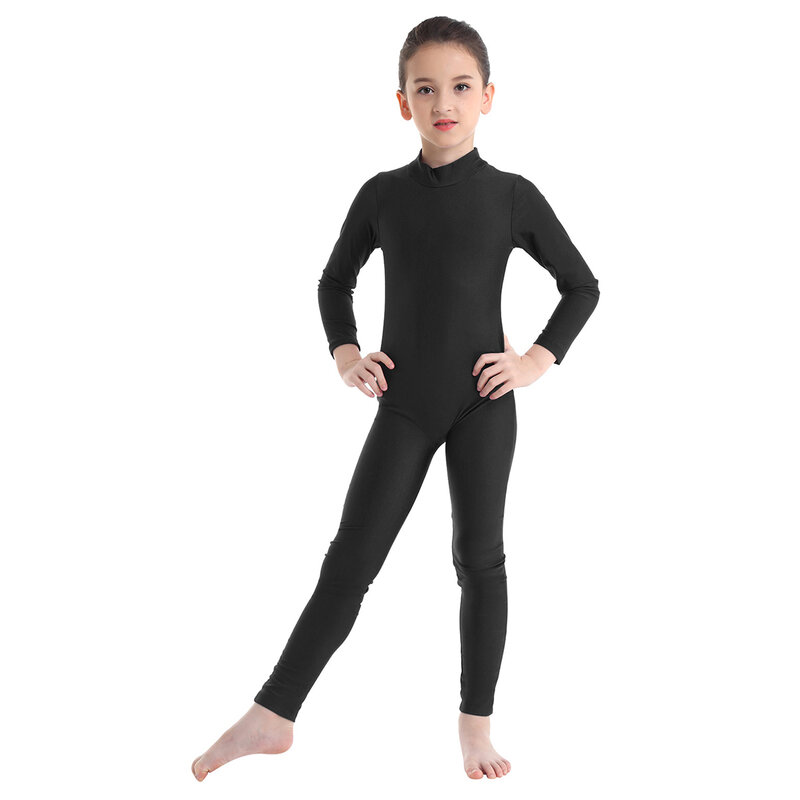 Kostum Leotards Balet Anak Perempuan Pakaian Latihan Tari Balet Uniard Jumpsuit Leotard Senam Lengan Panjang