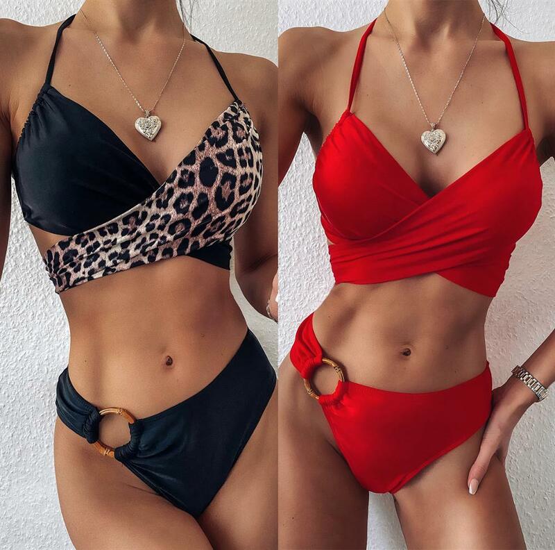 NAKIAEOI 2020 Neue Sexy Bikinis Frauen Hohe Taille Badeanzug Push-Up Bademode Blume Drucken Rüschen Bikini Set Strand Tragen Bade anzug