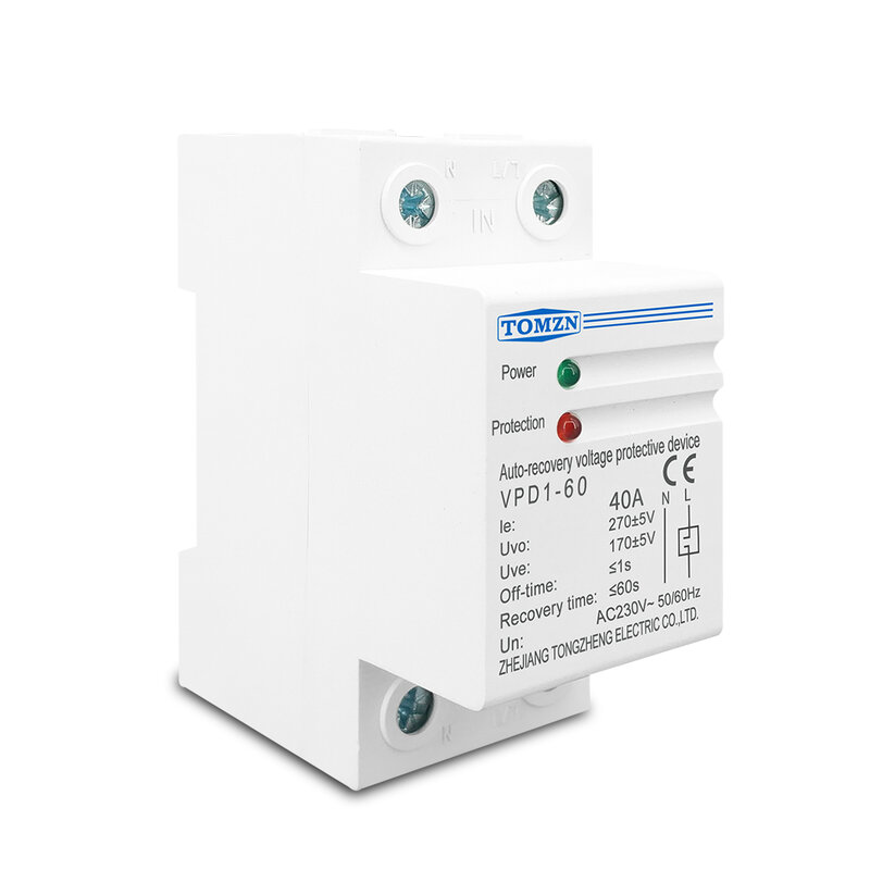 40A 230V Din rail automatic recovery reconnect over voltage and under voltage protective device protector protection relay