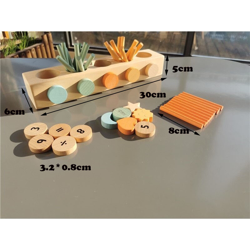 Giocattoli Montessori in legno per bambini scatola per mandrini di Lime apprendimento della matematica giocattolo con monete digitali magnetiche pastello e bastoncini di conteggio