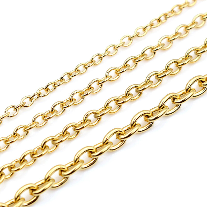 5 Meters/Lot Never Fade Stainless Steel Cross Necklace Chains Bulk For DIY Jewelry Findings Making Materials Handmade Supplies