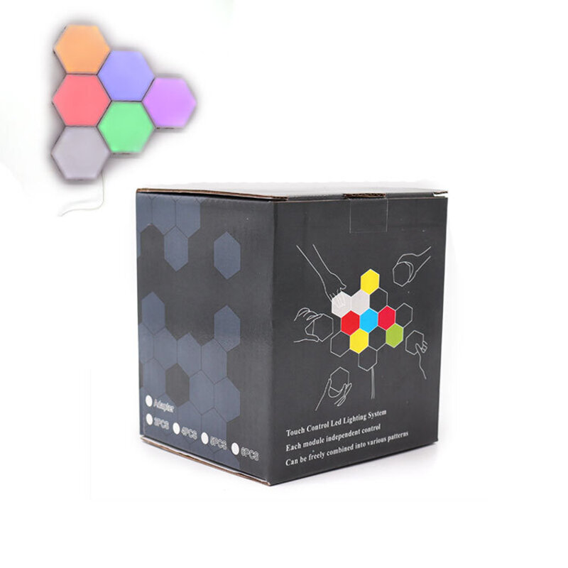 Kleurrijke Led Honingraat Quantum Hexagon Wandlamp Met Touch Sensitive Voor Slaapkamer Woonkamer Trap Loft Diy Decor Nachtlampje
