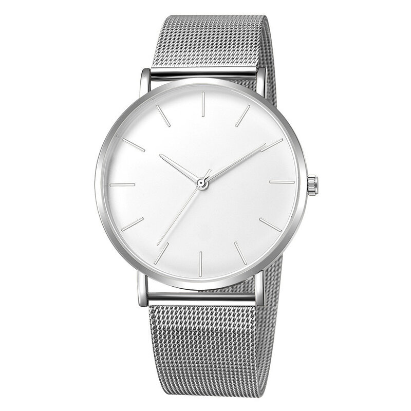 Minimalistyczny męski Ultra cienkie zegarki mody prosty męski biznesowy pasek siatka ze stali nierdzewnej zegarek kwarcowy Relogio Masculino
