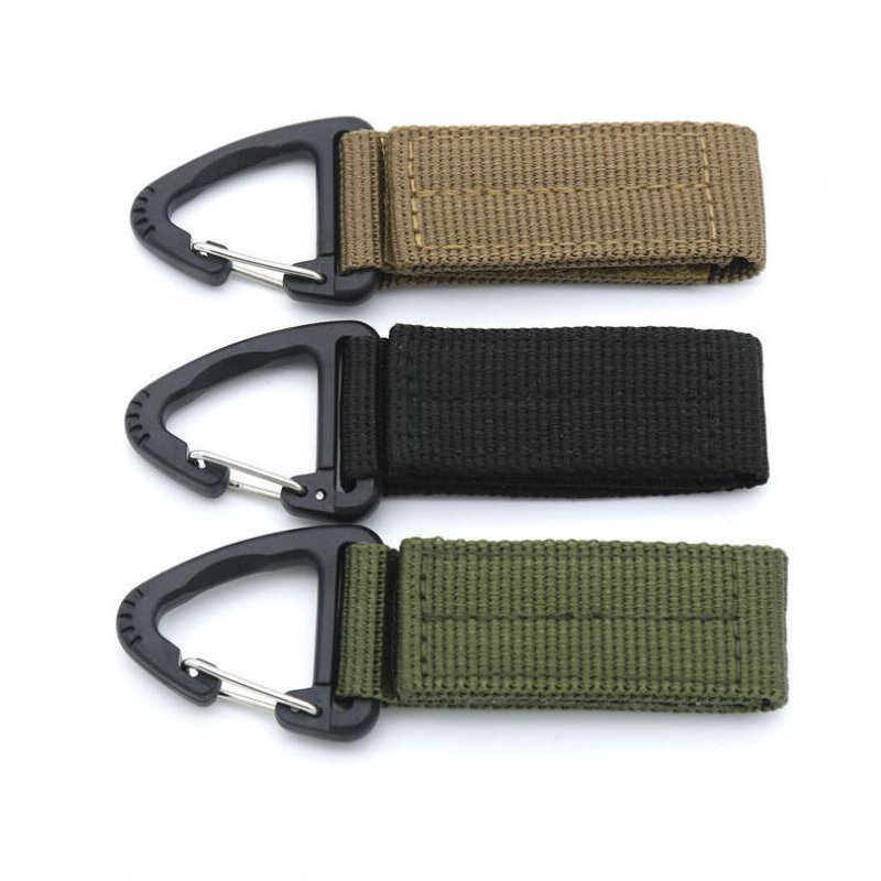3pcs Nylon Tactical Gear Clip Band Carabiner Keychain Belt Webbing with Strap Military Utility Hanger Key Chain Hook for Outdoor