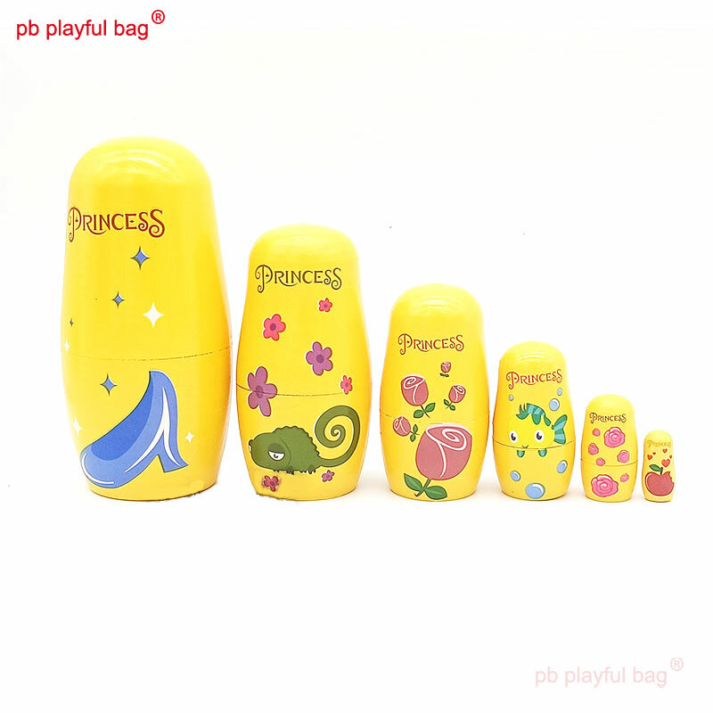 PB لعوب حقيبة ستة طبقة تنورة الأميرة الدمى الروسية هدية الكريسماس للأطفال ألعاب إبداعية عمل يدوي على الخشب الديكور HG174