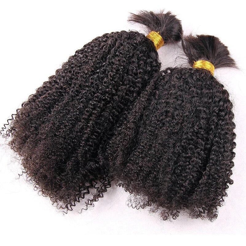 Mongoolse Afro Kinky Krullend Menselijk Haar Bulk Voor Vlechten Geen Inslag Kinky Krullend Human Hair Extensions Bundels Voor Zwarte Vrouwen 100G