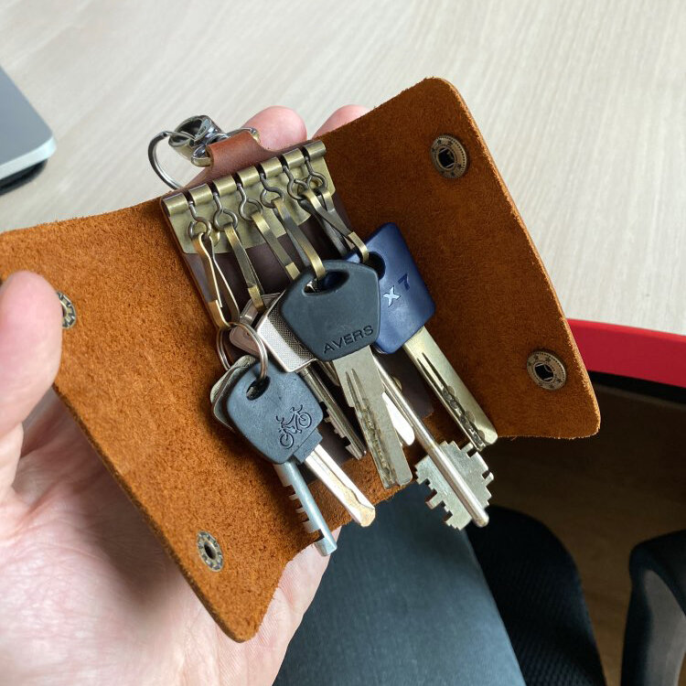 Handmade Genuine Leather Key Wallet Men Holder Keychain Pouch Purse Zipper Designer Housekeeper Car Small Key Case Keys Pouch
